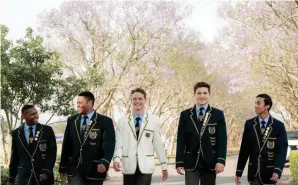  ?? ?? The St Charles College leadership team for 2023 (from left) Kgaogelo Mashiloane, Matthew Urquhart, Luke Hubble (head boy), Malachi Prigge and Nikhil Gongal.