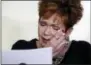  ?? THE ASSOCIATED PRESS ?? Beverly Young Nelson, the latest accuser of Alabama Republican Roy Moore, reads her statement at a news conference Monday in New York.