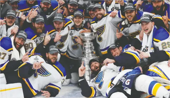  ?? WINSLOW TOWNSON/USA TODAY SPORTS ?? The defending Stanley Cup champion St. Louis Blues will hold that honour if the NHL season is cancelled.