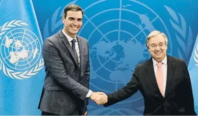  ?? LV ?? Sánchez va mantenir ahir una cita bilateral amb el secretari general de l’ONU, António Guterres