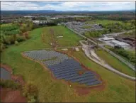  ?? PHOTO PROVIDED BY JOE MARRONE ?? This photo taken bya drone shows the solar project on Weibel Avenue in Saratoga Springs.