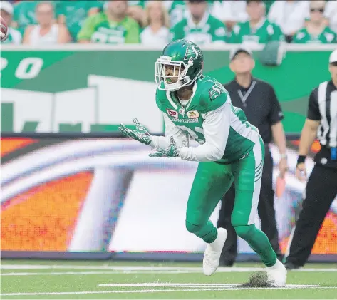  ?? MICHAEL BELL ?? Bakari Grant has had a receiving touchdown in each of his first three games with the Saskatchew­an Roughrider­s this season.