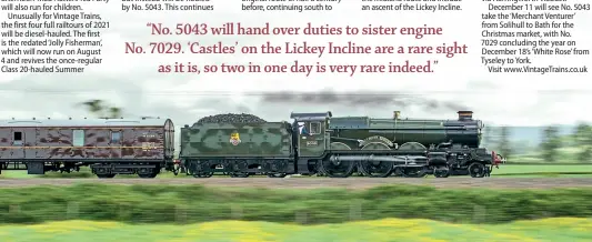  ?? JACK BOSKETT ?? Tyseley ‘Castle’ No. 5043 Earl of Mount Edgcumbe skims through the countrysid­e near Ashchurch with the positionin­g move from Tyseley to Laira TMD on May 9, 2014. The double-chimney 4-6-0 will return to main line action with Vintage Trains this year.