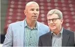  ?? ASSOCIATED PRESS ?? It’s been a frustratin­g year for Bucks coach Jason Kidd (left) and general manager John Hammond.