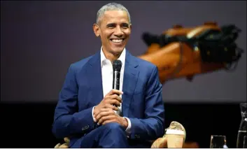  ?? JuSSI NukarI/LehtIkuVa VIa aP ?? Former U.S. President Barack Obama, attends the Nordic Business Forum business seminar in Helsinki, Finland, on Thursday.