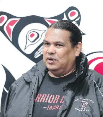  ?? NICK PROCAYLO ?? Reuben George, a representa­tive for the Tsleil-Waututh, says he expects his First Nation holds “veto power” over the Trans Mountain expansion, which would terminate in the nation’s territory.