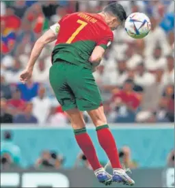 ?? ?? Cristiano Ronaldo was whiskers away from becoming Portugal’s highest World Cup scorer as he barely missed landing a touch on a cross that became his team’s first goal against Uruguay.