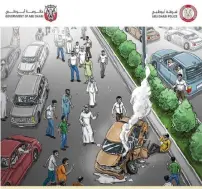  ??  ?? An image posted by the Abu Dhabi Police on Instagram as part of a campaign to deter onlookers from taking photos of accidents.