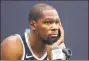  ?? Mike Lawrie / Getty Images ?? Kevin Durant of the Brooklyn Nets speaks to media during Brooklyn Nets Media Day at HSS Training Center on Friday in New York.