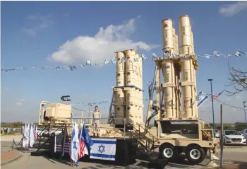  ??  ?? THE ISRAEL Air Force receives Arrow-3 ballistic intercepto­rs in a formal transfer ceremony.