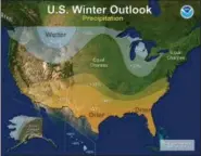  ?? NOAA (VIA AP) ?? This map, provided by the National Oceanic and Atmospheri­c Administra­tion, shows the winter 2016-17 precipitat­ion outlook for the United States.