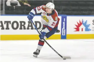  ?? IAN KUCERAK ?? Jalen Luypen scored his third goal of the WHL playoffs Wednesday to help the Oil Kings beat the Red Deer Rebels 4-2 and sweep the best-of-seven second-round series.