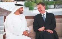  ?? WAM ?? Shaikh Mohammad Bin Zayed during his talks with Jeremy Hunt in Abu Dhabi yesterday.