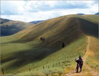  ?? SCOTT MORRIS VIA AP ?? Eszter Horanyi demonstrat­es hike-a-bike on the Continenta­l Divide Trail in Montana.