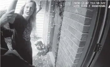  ?? FDLE ?? The Florida Department of Law Enforcemen­t released body camera video from the raid at Rebekah Jones’ home in Tallahasse­e. Jones is a former COVID data analyst with the state.