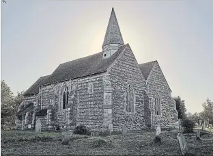  ??  ?? St Mary’s Church in Lower Higham, England. The church is believed to be the setting for the opening scene of “Great Expectatio­ns,” where the young boy Pip visits the graves of his parents and his brothers “five little stone lozenges, each about a foot and a half long.”