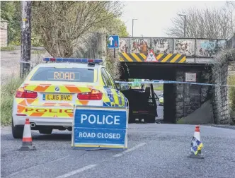  ??  ?? Police on Station Road, Penshaw, after the collision.