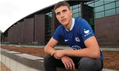  ?? Cesare Casadei is unveiled at Cobham on Friday. Photograph: Darren Walsh/Chelsea FC/Getty Images ??