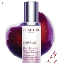  ??  ?? 2 The key ingredient in the new Clarins Brightenin­g serum is the acerola, a fruit known for its high vitamin C content and whitening benefits.
2