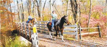  ?? MORNING CALL FILE PHOTO ?? Laura Braslow of Quakertown, left, and Terri Wolfe of Emmaus ride at the Jacobsburg center. A survey found most Pennsylvan­ians would like to see expanded outdoor recreation opportunit­ies.