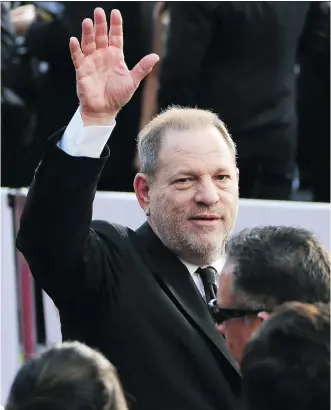  ?? JEAN BAPTISTE LACROIX/AFP/ GETTY IMAGES ?? Harvey Weinstein arrives at the 2016 Academy Awards. Weinstein is under fire for an avalanche of claims of sexual harassment, assault and rape, but he isn’t alone when it comes to legal risk, Howard Levitt writes. Staff at the Weinstein Company who...