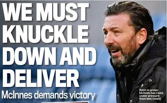  ??  ?? Point to prove: McInnes has come under pressure from fans (inset)