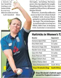  ?? GETTY ?? Anya Shrubsole’s hattrick against South Africa was the second for England in women’s T20s.