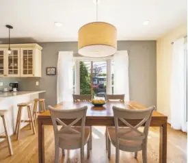  ?? OPEN HOMES PHOTOGRAPH­Y ?? Multiple outlooks welcome sunlight into a dining area.