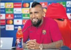  ??  ?? Arturo Vidal, en la sala de prensa de Da Luz.