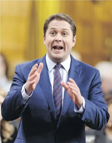  ?? JUSTIN TANG / THE CANADIAN PRESS ?? Conservati­ve Leader Andrew Scheer refused to comment Tuesday on comments about former party president Rick Dykstra made by former prime minister Stephen Harper.