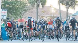  ?? SUBMITTED PHOTO ?? Cyclists leave the starting line during the Tour de Broward event benefiting Joe DiMaggio Children’s Hospital.