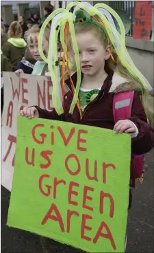  ??  ?? Mya Crean Dunne taking part in the protest on Friday morning.