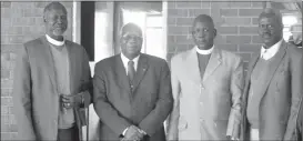  ??  ?? The Executive Director of ECLF Dr Ambrose Moyo (second from left) poses for a photo with Archbishop Garang Deng (left), Bishop Simon Lual Bang (far right) and Bishop Joseph Garang Atam (second from right) all from South Sudan