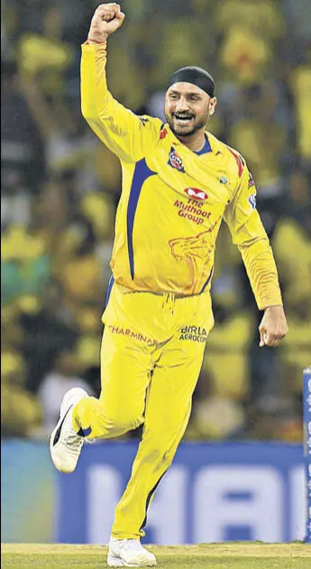  ?? PTI ?? Harbhajan Singh took three top-order wickets to turn the opening game in the champions’ favour.