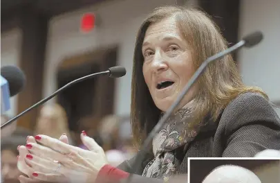  ?? STAFF PHOTOS BY ANGELA ROWLINGS ?? TESTIFY: Treasurer Deborah B. Goldberg, above, and Will Luzier of the Yes on 4 Committee, right, testified before the Joint Committee of Marijuana Policy at the State House yesterday.