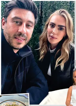  ?? ?? JUST MARRIED: Petra Ecclestone with Sam Palmer. Left: The six-course menu. Top: Petra before the wedding