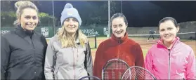  ?? ?? Pair 3 blue v pink (l-r): Ellen Fox and her playing partner Brenda Lane alongside their opponents from team pink, Kate Cotter and Aine Coughlan Roche.