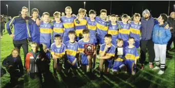  ??  ?? The Newcastle footballer­s and mentors after their superb victory over Avoca in Ballinakil­l.