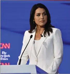  ?? CNN ?? Democratic presidenti­al candidate Tulsi Gabbard might be angling to make a run as a third-party candidate or for a job with Fox News.