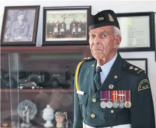  ?? STEVE RUSSELL TORONTO STAR ?? Clifford Ferguson, 92, who raises money for other veteran causes, enjoyed Friday night dinners and other activities at his Scarboroug­h Legion branch until the lockdown measures.