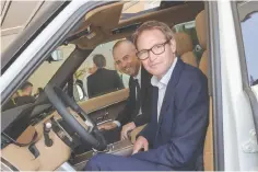  ?? (Ronen Topelberg) ?? BRITISH AMBASSADOR Neal Wigan behind the wheel of the new electric Jaguar I-Pace.