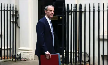  ?? Photograph: Simon Dawson/Reuters ?? Britain’s foreign secretary Dominic Raab says the UK is standing shoulder to shoulder with Australia in its rift with China.