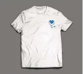  ?? COURTESY PHOTO ?? The white, short-sleeved tees are $25. The front features a blue heart with electrocar­diogram waves inside of it and a stethoscop­e around it.