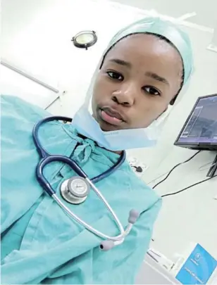  ?? /SUPPLIED ?? Dr Nobuntu Tsule, one of the youngest doctors in Eastern Cape, is an intern at Livingston­e Hospital in Gqeberha.