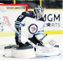  ?? MARK HUMPHREY/THE ASSOCIATED PRESS ?? His track record this season suggests Jets goaltender Connor Hellebuyck should bounce back and have a good Game 7 against the Predators on Thursday in Nashville, Tenn.