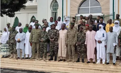  ?? ?? Gen Abdourahma­ne Tchiani and other army commanders in Niamey, Niger. Photograph: Anadolu Agency/Getty