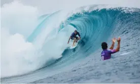  ??  ?? Australia’s Adrian Buchan is as likely to be found advocating for the local environmen­tal organisati­on as paddling into huge waves. Photograph: Matt Dunbar/WSL/Dunbar/Getty Images