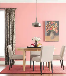  ?? — PHOTOS: THE ASSOCIATED PRESS ?? Glidden’s Coral Beach paint is perfect if you’re not ready to go all-out pink. It’s a soothing, warm colour that complement­s both darker and lighter hues.