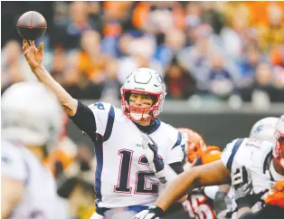  ?? JOE MAIORANA/USA TODAY ?? For the first time since 2008, star New England Patriots quarterbac­k Tom Brady, who has thrown for less than 200 yards in three of his last four games, wasn’t named to the AFC Pro Bowl team.