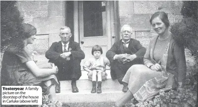  ??  ?? Yesteryear A family picture on the doorstep of the house in Carluke (above left)